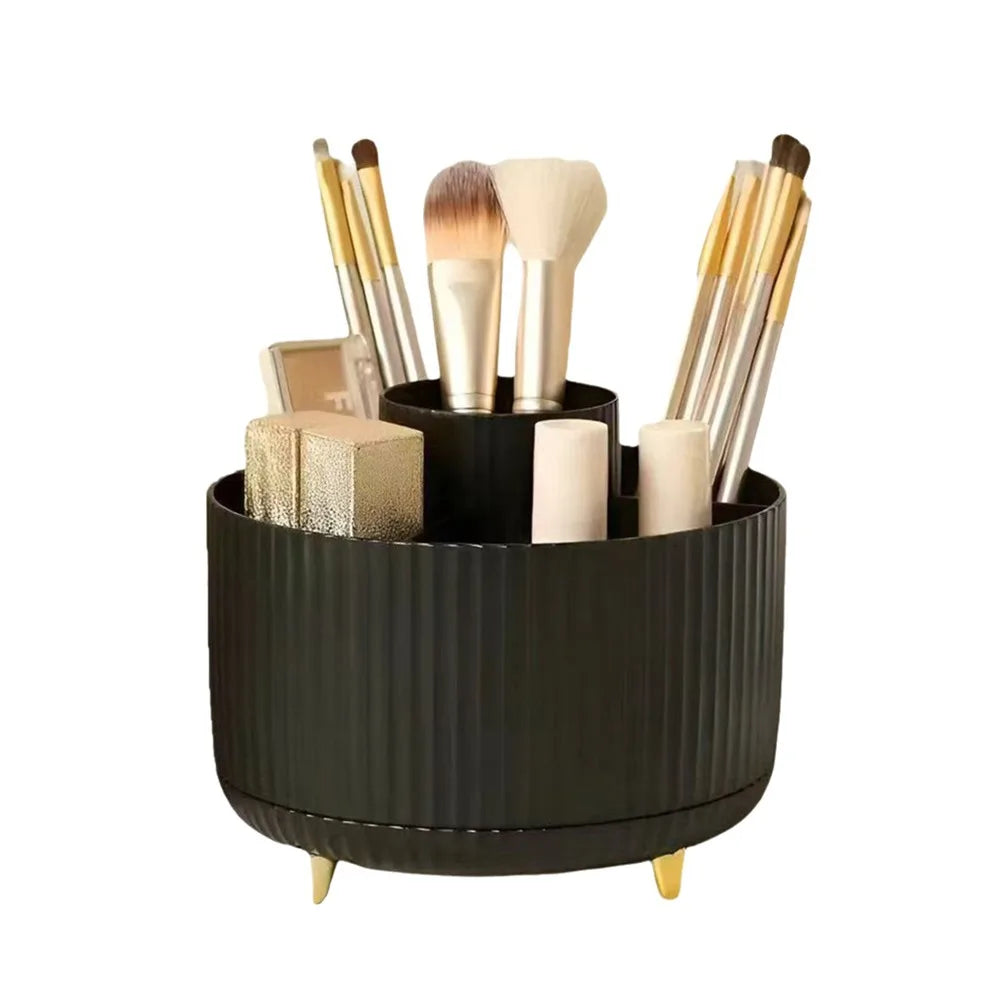 Rotating Make-up Brush Organiser 360° Multi Compartment Pen Holder Easy Access Storage Box