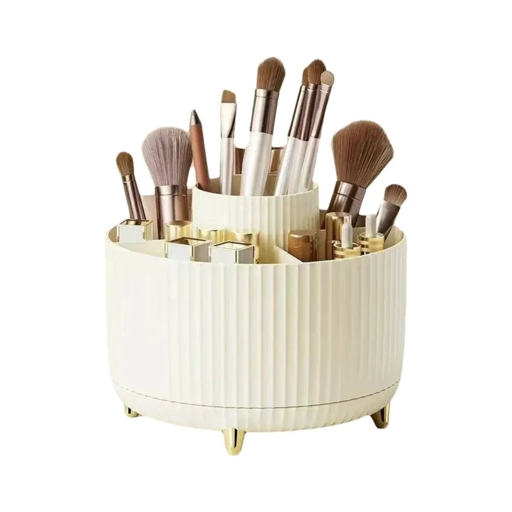 Rotating Make-up Brush Organiser 360° Multi Compartment Pen Holder Easy Access Storage Box