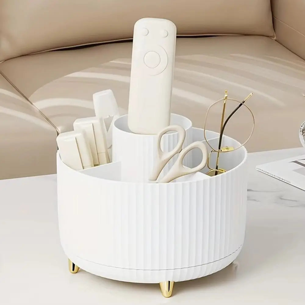 Rotating Make-up Brush Organiser 360° Multi Compartment Pen Holder Easy Access Storage Box