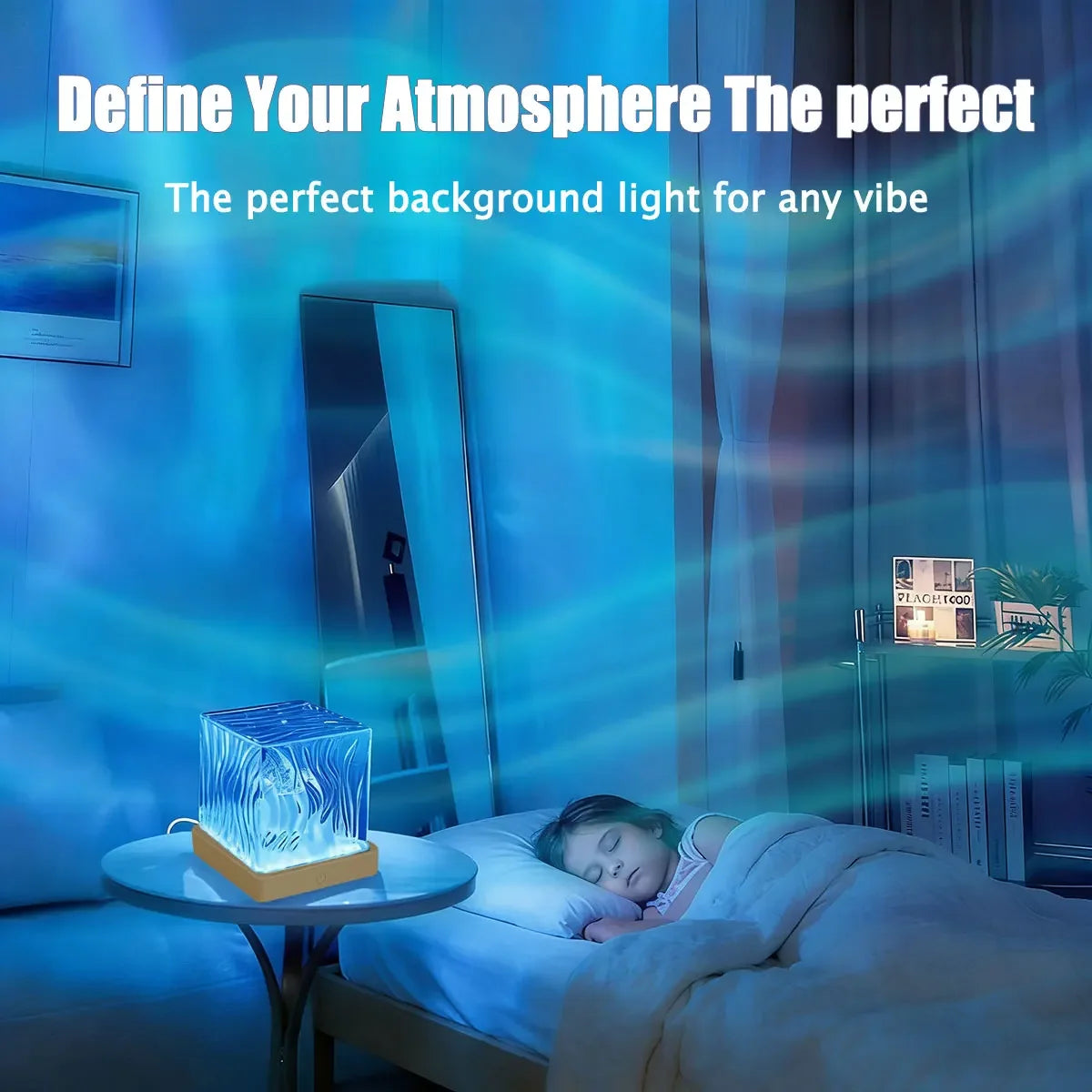 Water Ripple Projector in 3/16 Colors, Dynamic Rotating LED Night Light with Remote Dimming, and Romantic Ocean Decor Lamp for Family Bedrooms