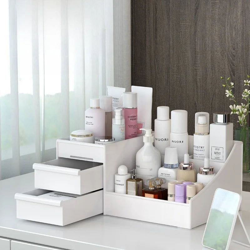 Makeup Storage Organizer with Plastic Drawer Style Desk Organizer with Cosmetic Storage Box Classification Rack for Bathrooms and Bedrooms