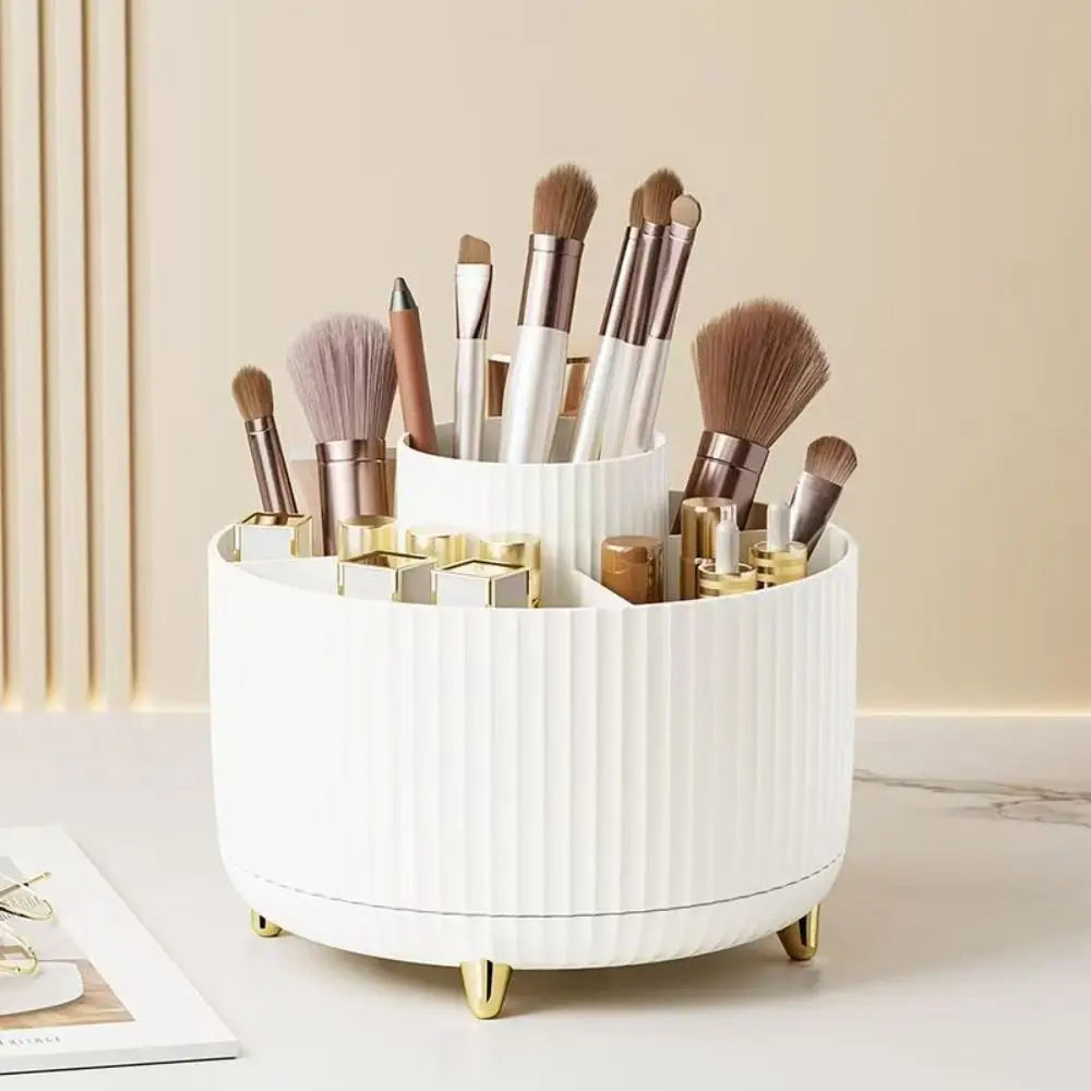Rotating Make-up Brush Organiser 360° Multi Compartment Pen Holder Easy Access Storage Box