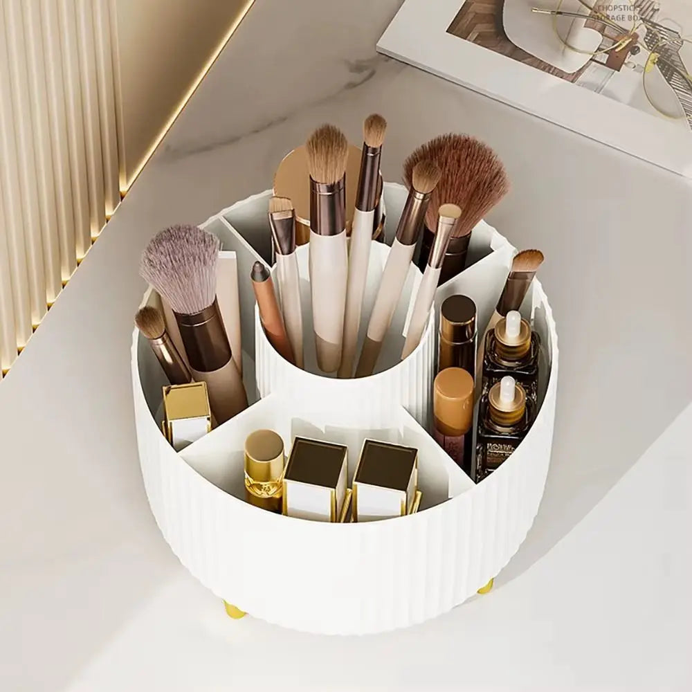 Rotating Make-up Brush Organiser 360° Multi Compartment Pen Holder Easy Access Storage Box
