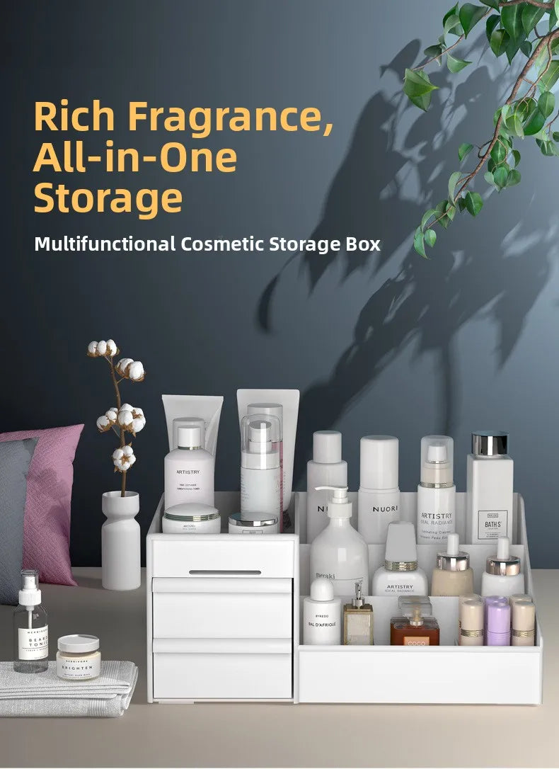 Makeup Storage Organizer with Plastic Drawer Style Desk Organizer with Cosmetic Storage Box Classification Rack for Bathrooms and Bedrooms