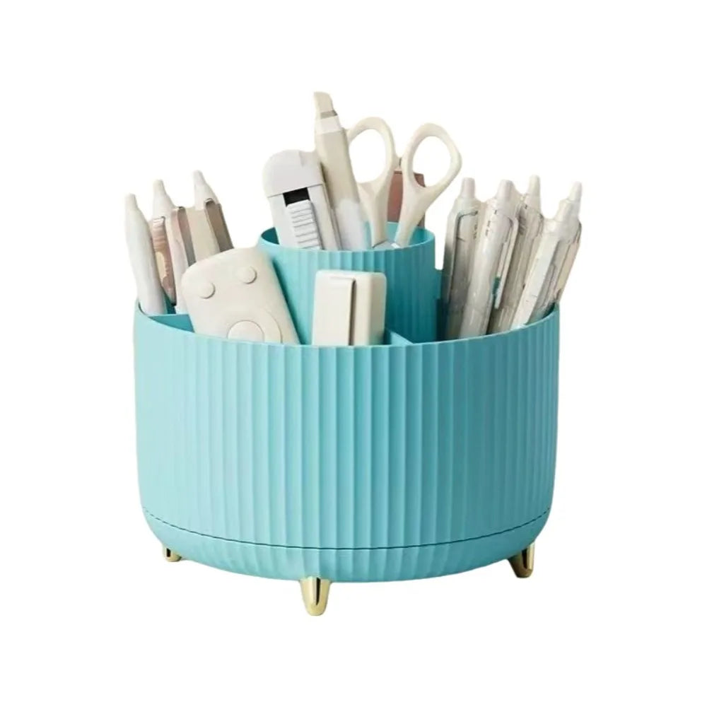 Rotating Make-up Brush Organiser 360° Multi Compartment Pen Holder Easy Access Storage Box