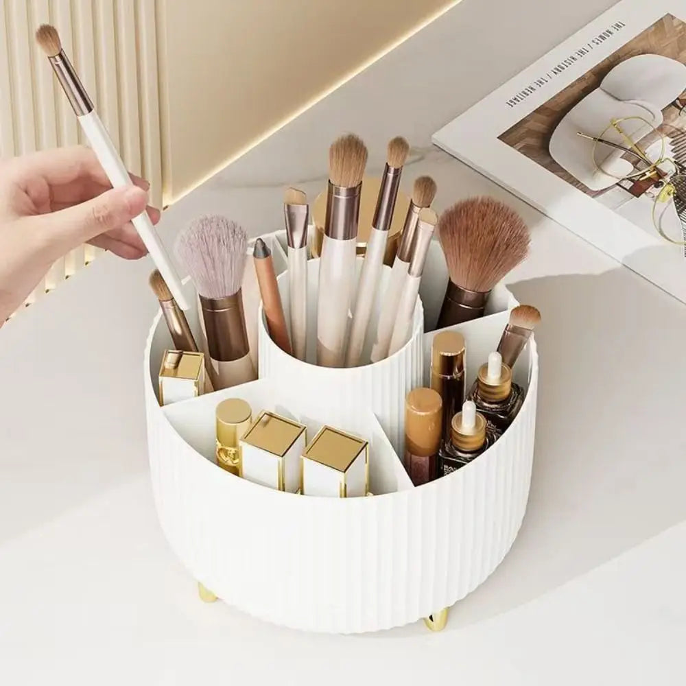 Rotating Make-up Brush Organiser 360° Multi Compartment Pen Holder Easy Access Storage Box