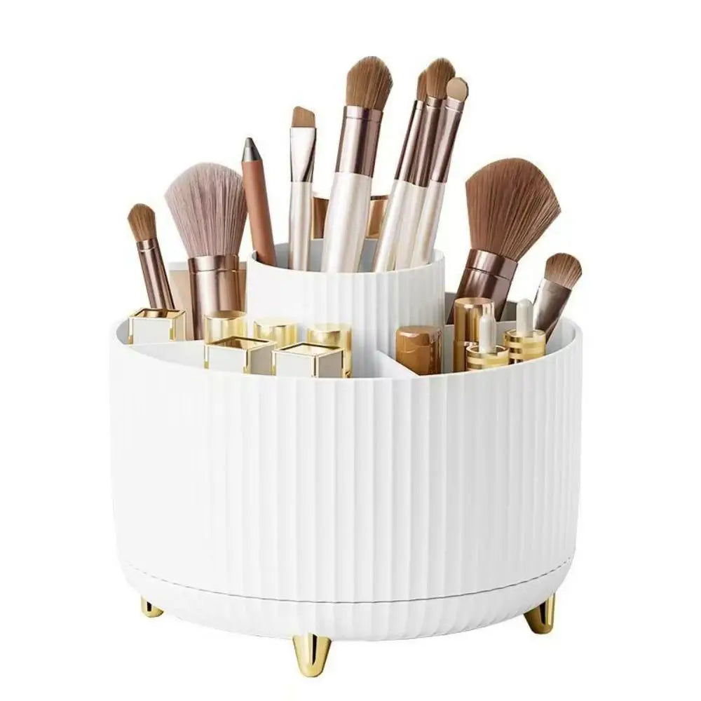 Rotating Make-up Brush Organiser 360° Multi Compartment Pen Holder Easy Access Storage Box