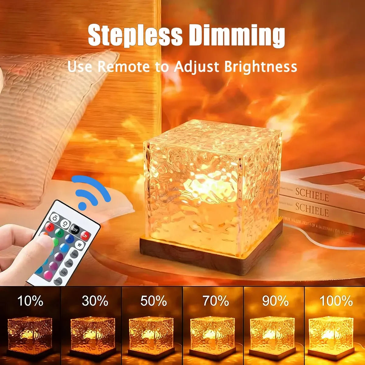 Water Ripple Projector in 3/16 Colors, Dynamic Rotating LED Night Light with Remote Dimming, and Romantic Ocean Decor Lamp for Family Bedrooms