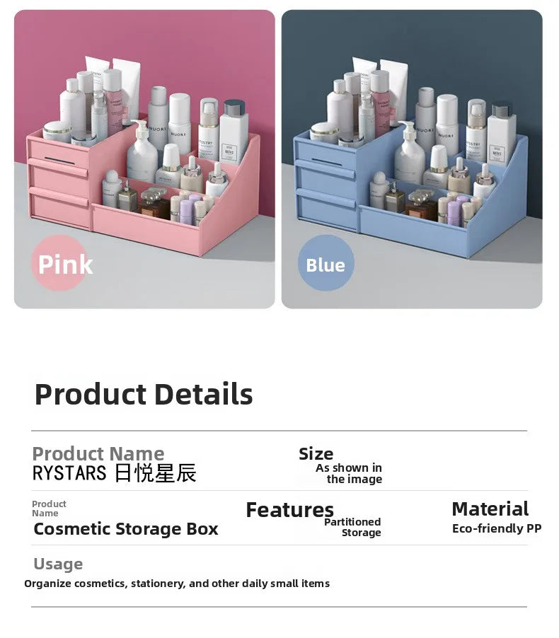 Makeup Storage Organizer with Plastic Drawer Style Desk Organizer with Cosmetic Storage Box Classification Rack for Bathrooms and Bedrooms