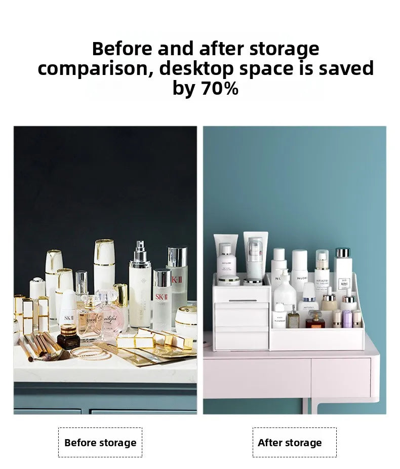 Makeup Storage Organizer with Plastic Drawer Style Desk Organizer with Cosmetic Storage Box Classification Rack for Bathrooms and Bedrooms