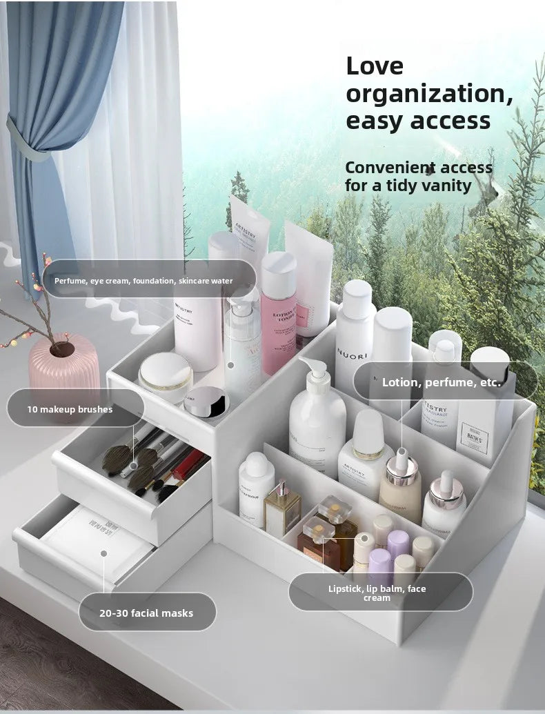 Makeup Storage Organizer with Plastic Drawer Style Desk Organizer with Cosmetic Storage Box Classification Rack for Bathrooms and Bedrooms