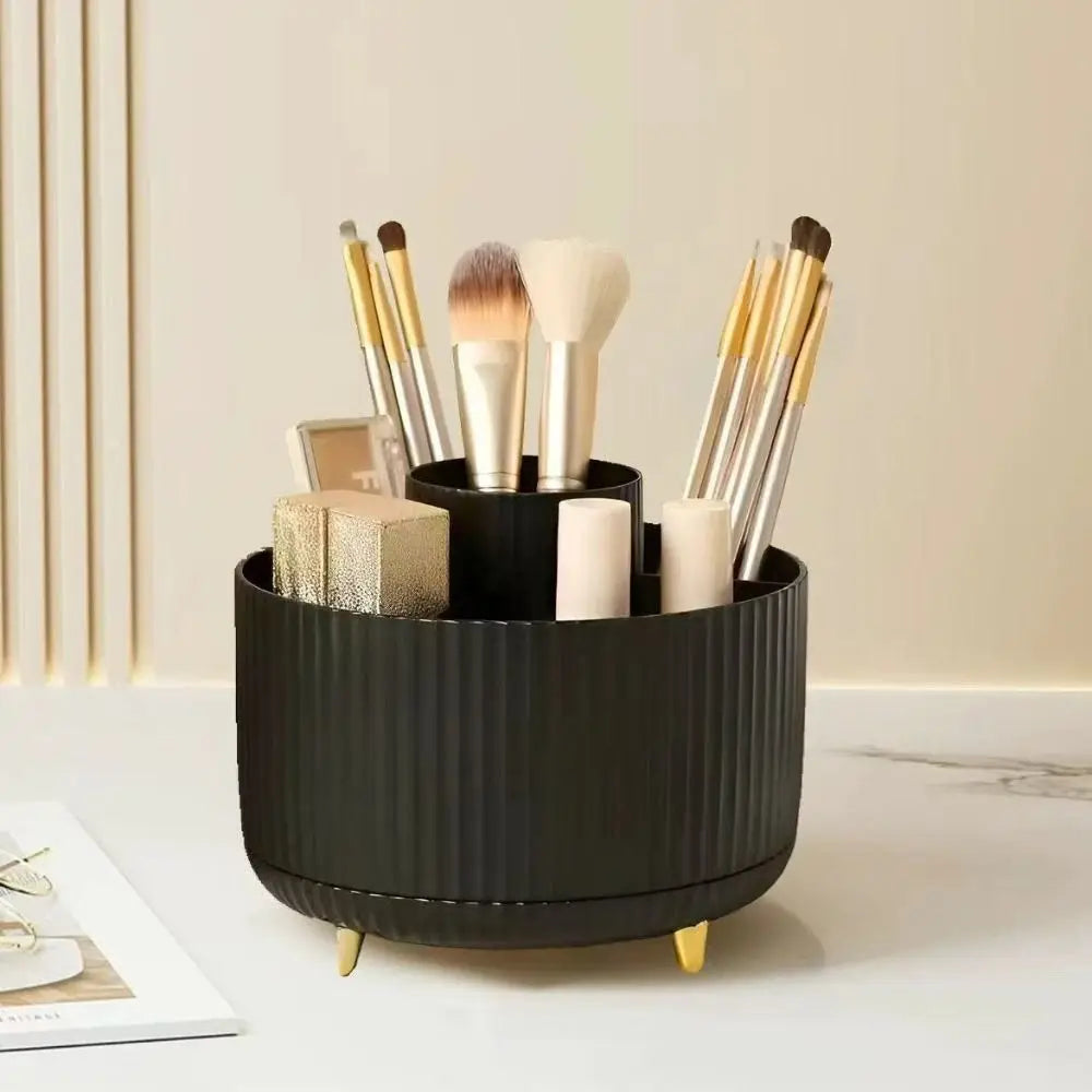 Rotating Make-up Brush Organiser 360° Multi Compartment Pen Holder Easy Access Storage Box