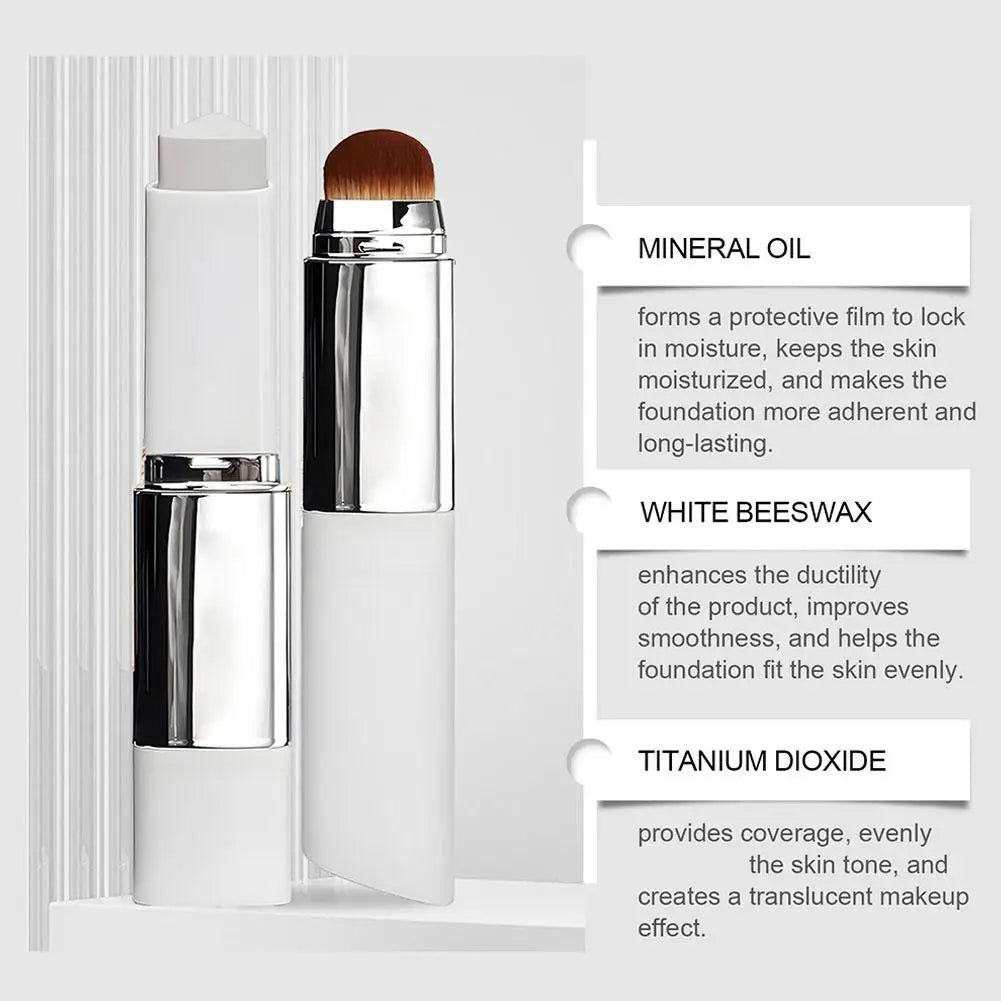 Liquid, lightweight, moisturizing, brightening, two-in-one color-changing foundation stick that works on all skin types