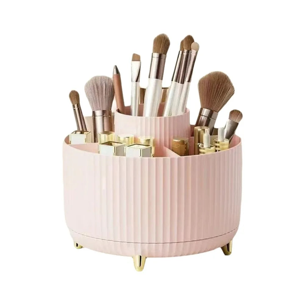 Rotating Make-up Brush Organiser 360° Multi Compartment Pen Holder Easy Access Storage Box