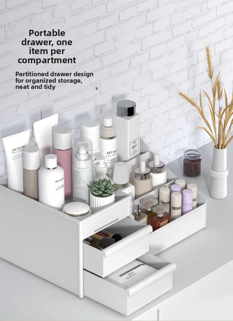 Makeup Storage Organizer with Plastic Drawer Style Desk Organizer with Cosmetic Storage Box Classification Rack for Bathrooms and Bedrooms