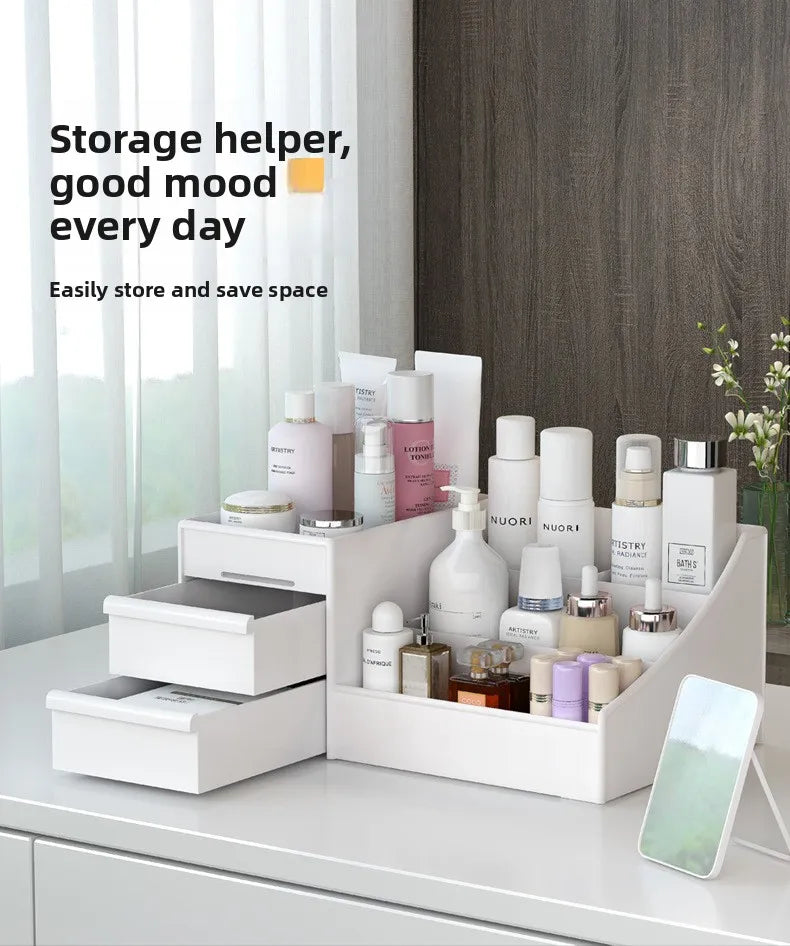 Makeup Storage Organizer with Plastic Drawer Style Desk Organizer with Cosmetic Storage Box Classification Rack for Bathrooms and Bedrooms